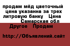 продам мёд цветочный, цена указанна за трех литровую банку › Цена ­ 1 100 - Самарская обл. Другое » Продам   